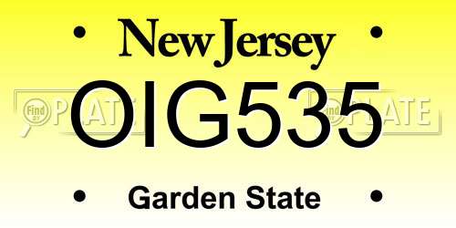 OIG535 New Jersey License Plate