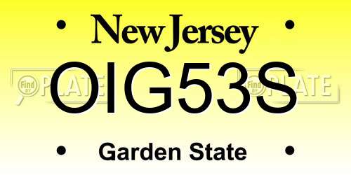 OIG53S New Jersey License Plate