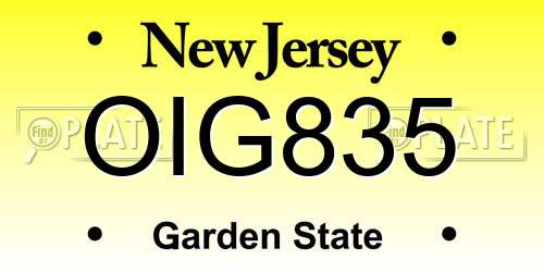 OIG835 New Jersey License Plate