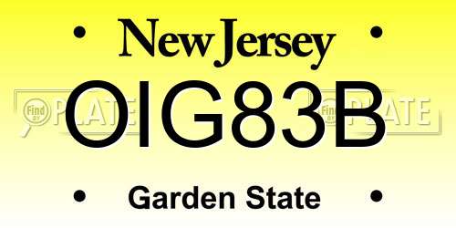 OIG83B New Jersey License Plate