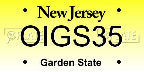 OIGS35 New Jersey License Plate