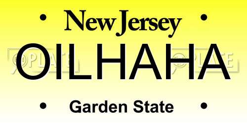 OILHAHA New Jersey License Plate