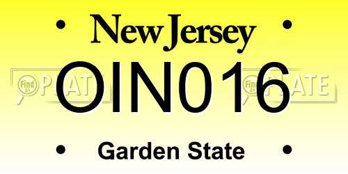 OIN016 New Jersey License Plate