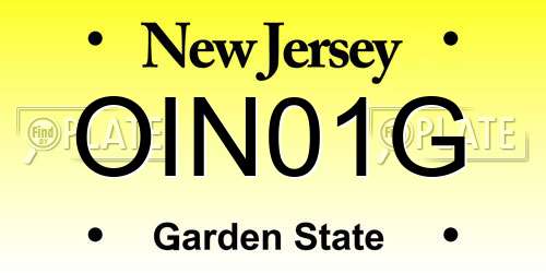 OIN01G New Jersey License Plate