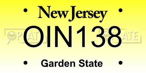 OIN138 New Jersey License Plate