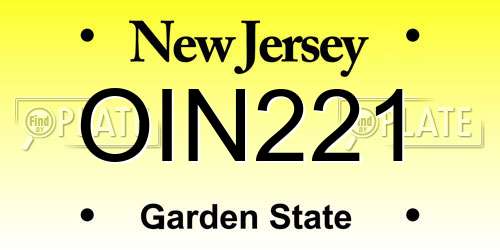 OIN221 New Jersey License Plate