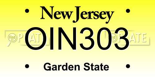 OIN303 New Jersey License Plate
