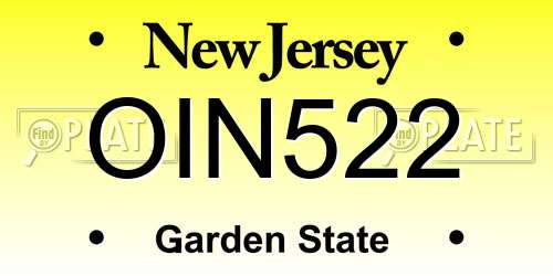 OIN522 New Jersey License Plate