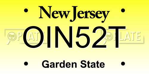 OIN52T New Jersey License Plate