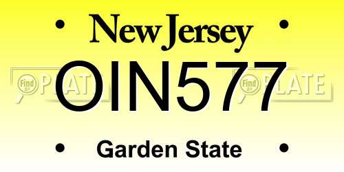 OIN577 New Jersey License Plate