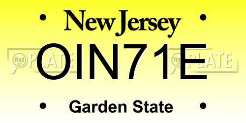OIN71E New Jersey License Plate