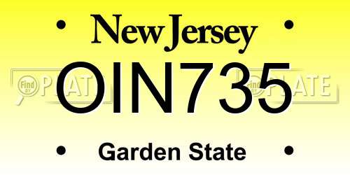 OIN735 New Jersey License Plate