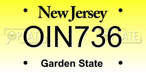 OIN736 New Jersey License Plate