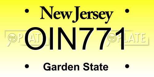 OIN771 New Jersey License Plate