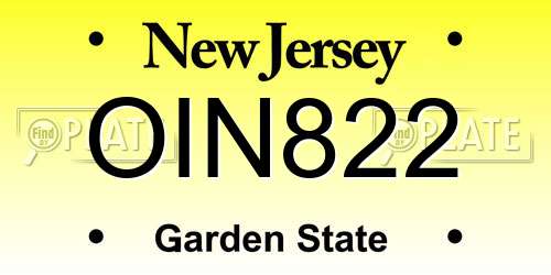 OIN822 New Jersey License Plate