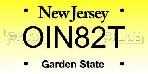 OIN82T New Jersey License Plate