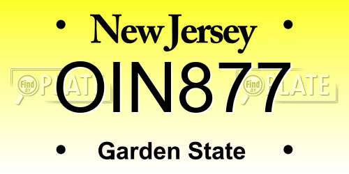 OIN877 New Jersey License Plate