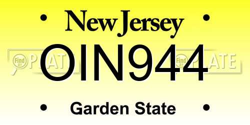 OIN944 New Jersey License Plate