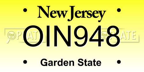 OIN948 New Jersey License Plate