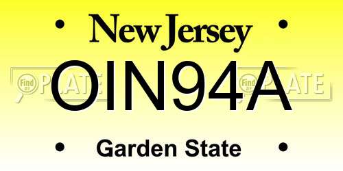 OIN94A New Jersey License Plate