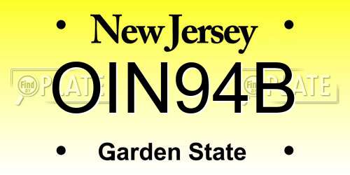 OIN94B New Jersey License Plate