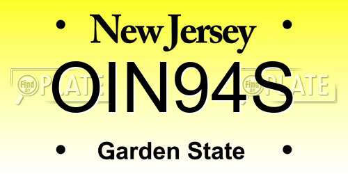 OIN94S New Jersey License Plate