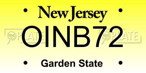 OINB72 New Jersey License Plate
