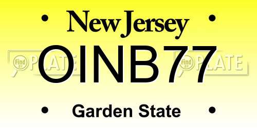 OINB77 New Jersey License Plate