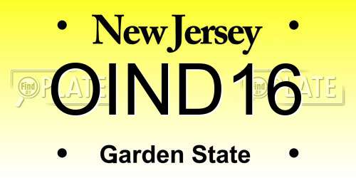 OIND16 New Jersey License Plate