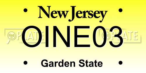 OINE03 New Jersey License Plate