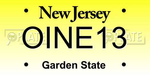 OINE13 New Jersey License Plate