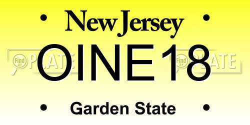 OINE18 New Jersey License Plate