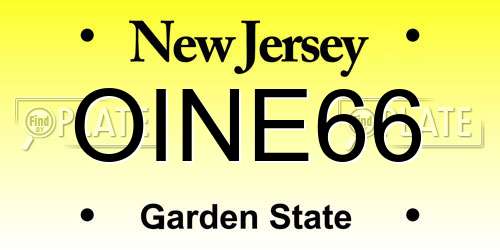 OINE66 New Jersey License Plate