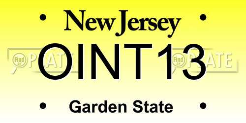 OINT13 New Jersey License Plate
