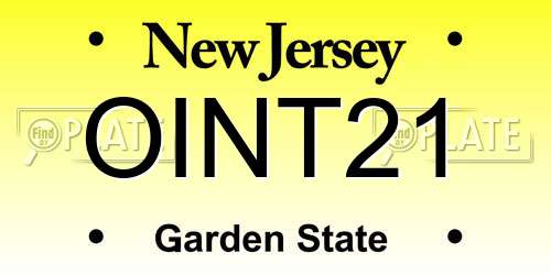 OINT21 New Jersey License Plate