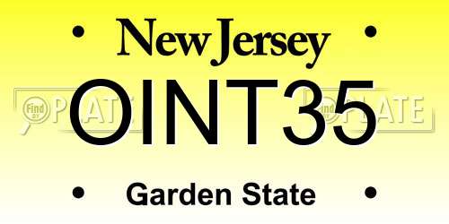 OINT35 New Jersey License Plate