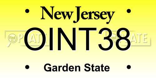 OINT38 New Jersey License Plate