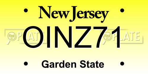 OINZ71 New Jersey License Plate