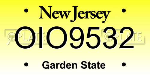 OIO9532 New Jersey License Plate