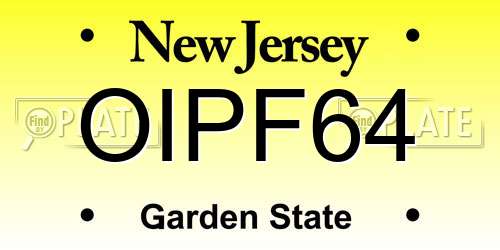 OIPF64 New Jersey License Plate