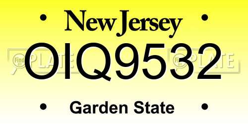 OIQ9532 New Jersey License Plate