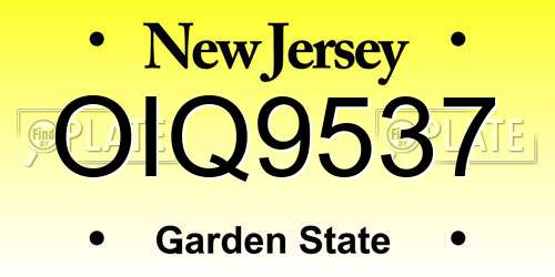 OIQ9537 New Jersey License Plate