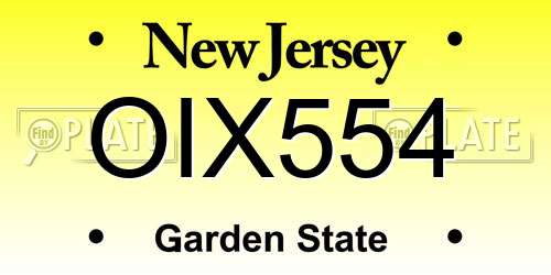 OIX554 New Jersey License Plate