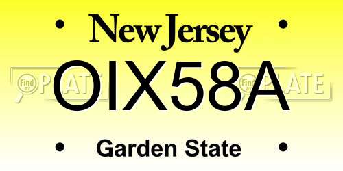 OIX58A New Jersey License Plate