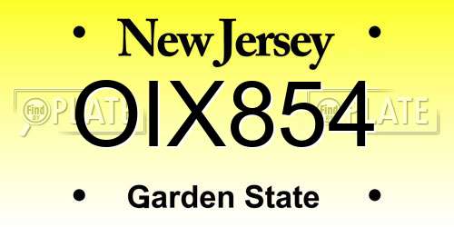 OIX854 New Jersey License Plate