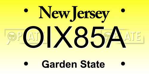 OIX85A New Jersey License Plate
