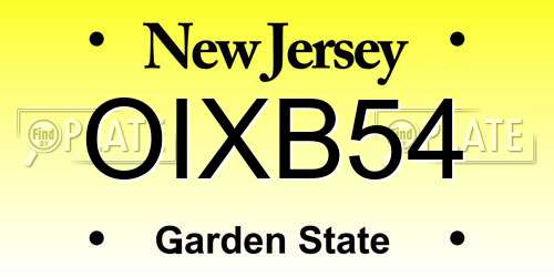 OIXB54 New Jersey License Plate