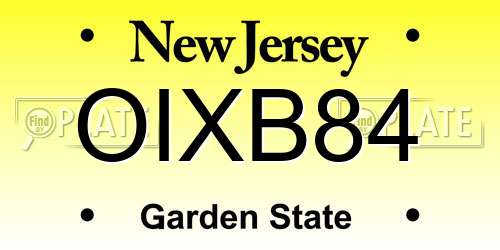 OIXB84 New Jersey License Plate