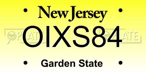 OIXS84 New Jersey License Plate