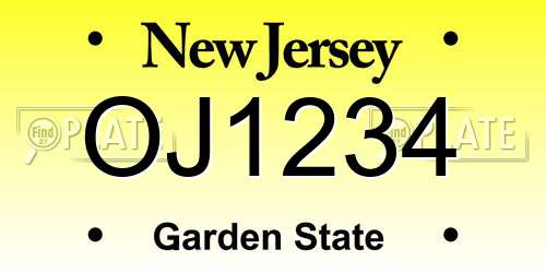 OJ1234 New Jersey License Plate